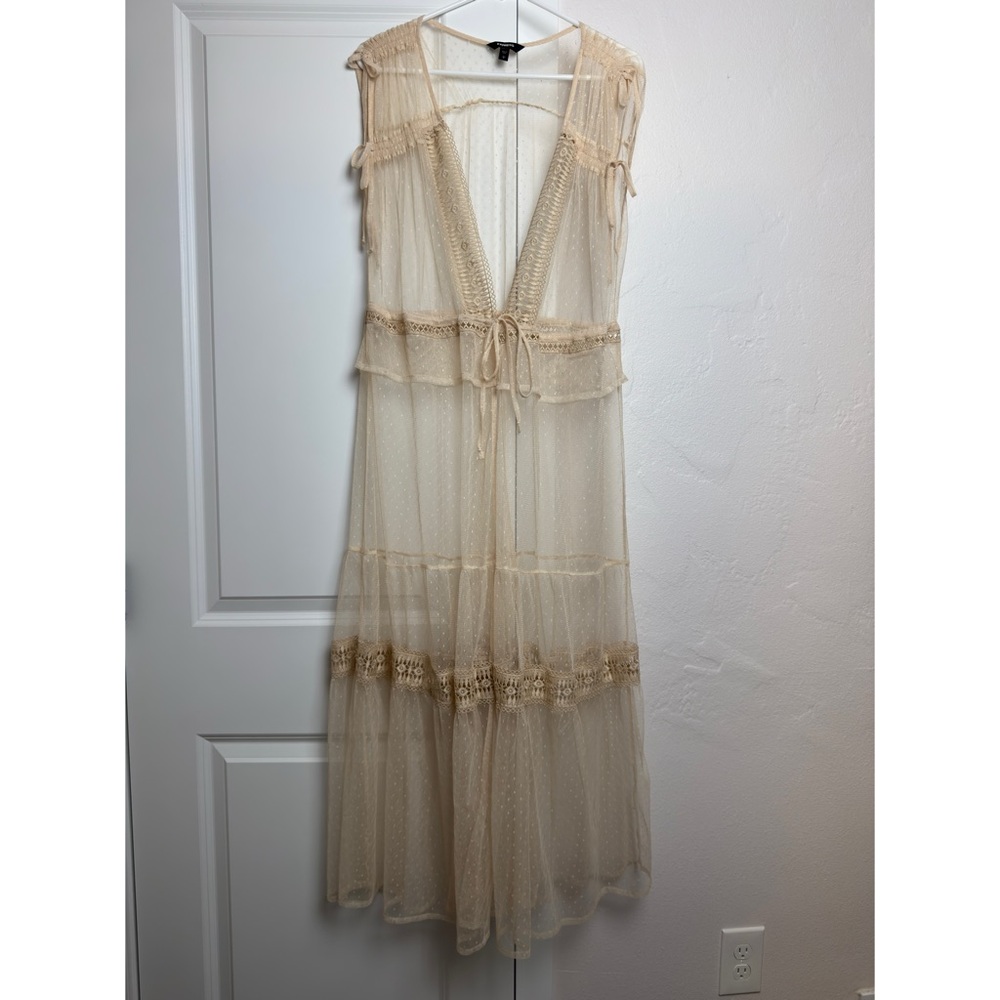Express Beige Lace Maxi Dress